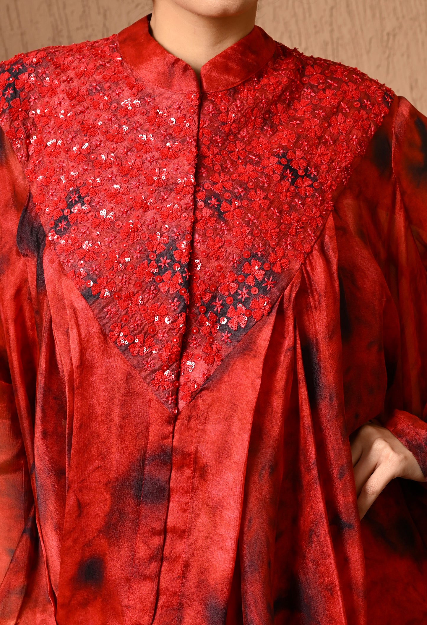 Red Tie N Die Drape Skirt With Flair Top