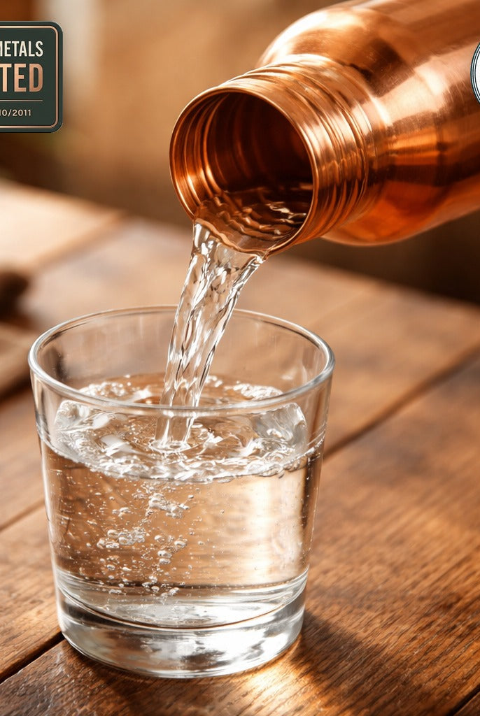 Plain smooth copper water bottle 950ml, tested by Eurofins, no heavy metals detected