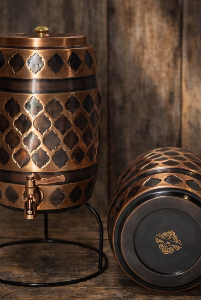 Copper dispenser front embossed