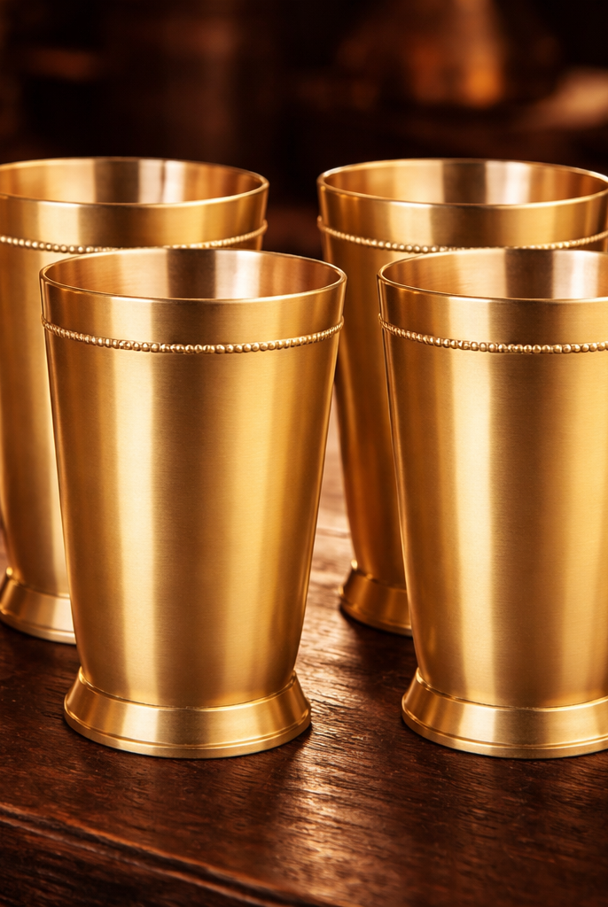Designer brass matt tumbler set of 4 stylish handcrafted look