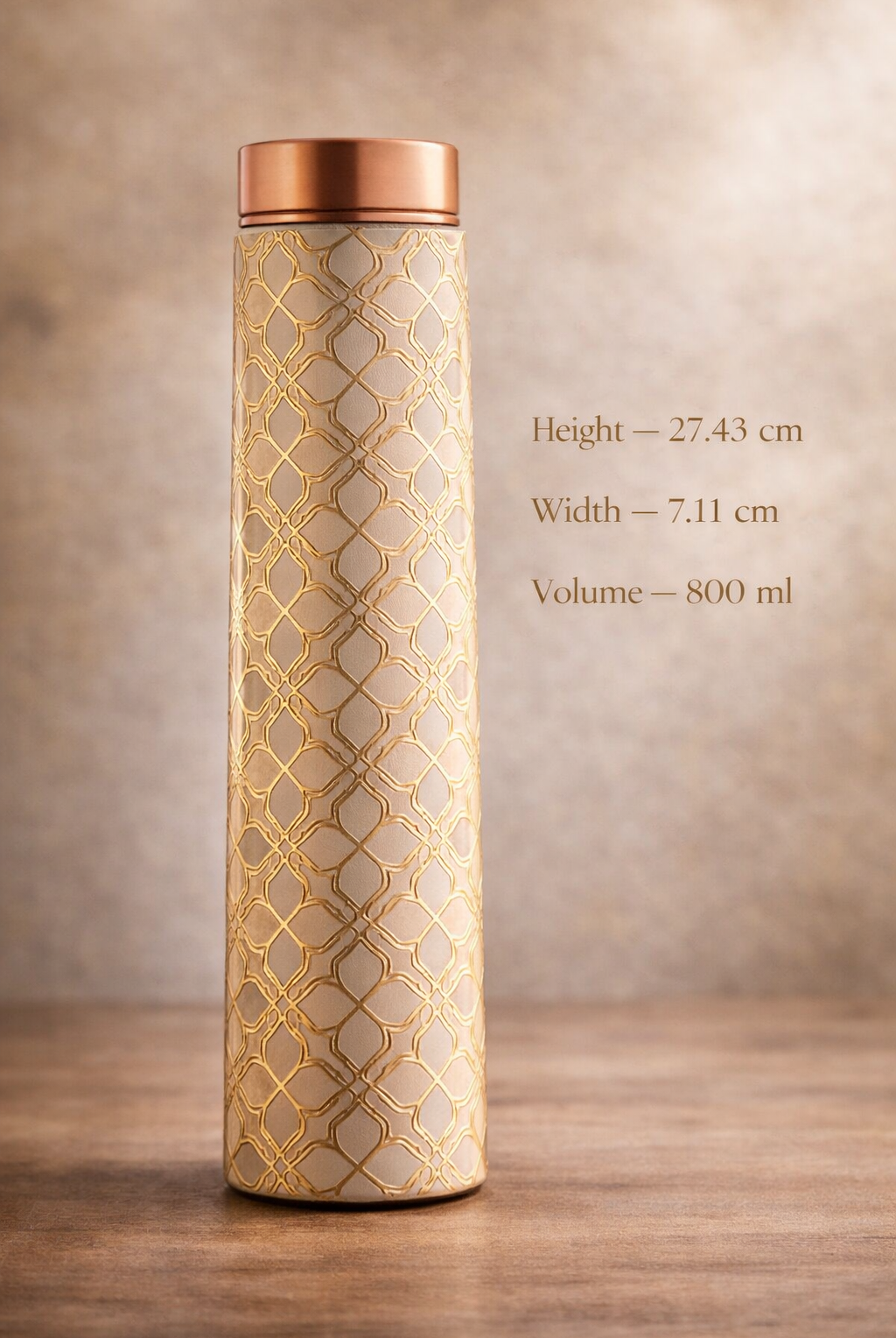 Elegant copper water bottle with gold finish premium quality