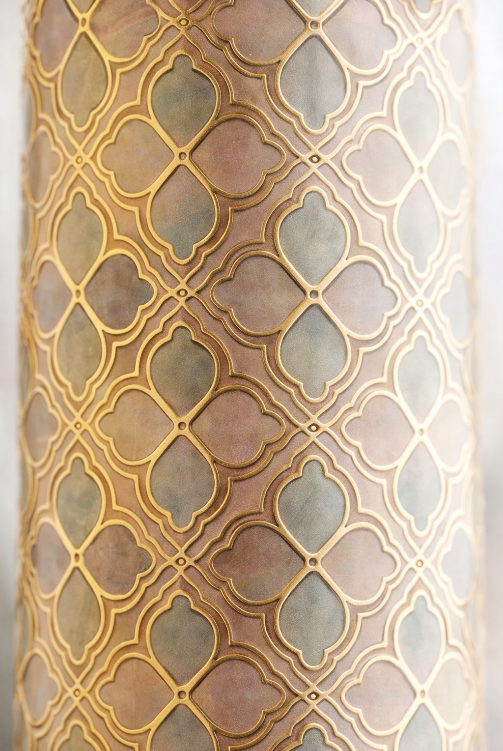 Copper water bottle with gold geometric detailing premium design