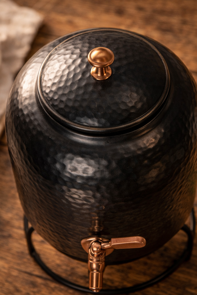 Hammered copper dispenser design