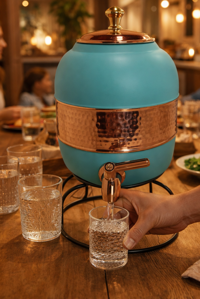 Hammered copper water dispenser