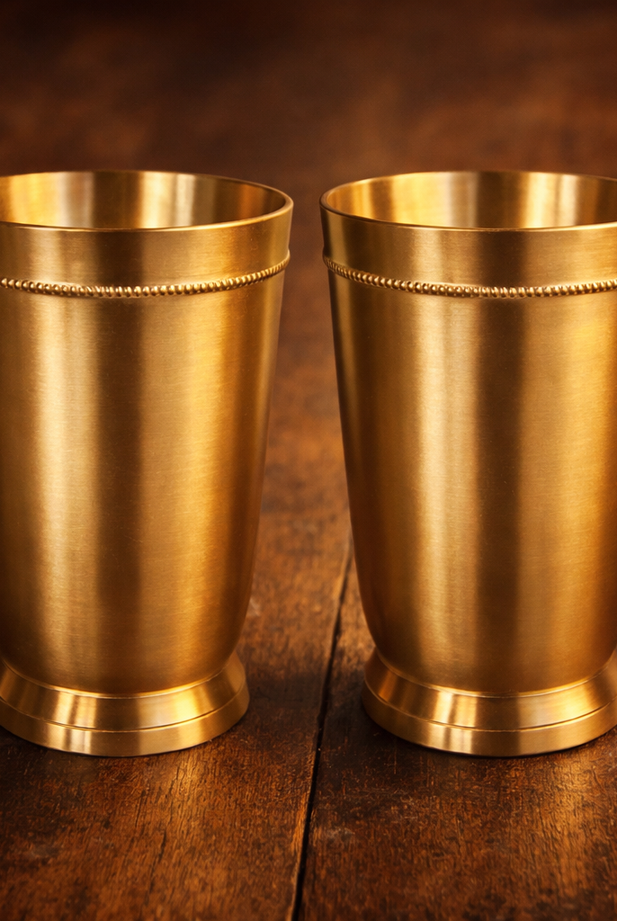 Handcrafted brass matt finish tumblers set of 2 270ml premium design