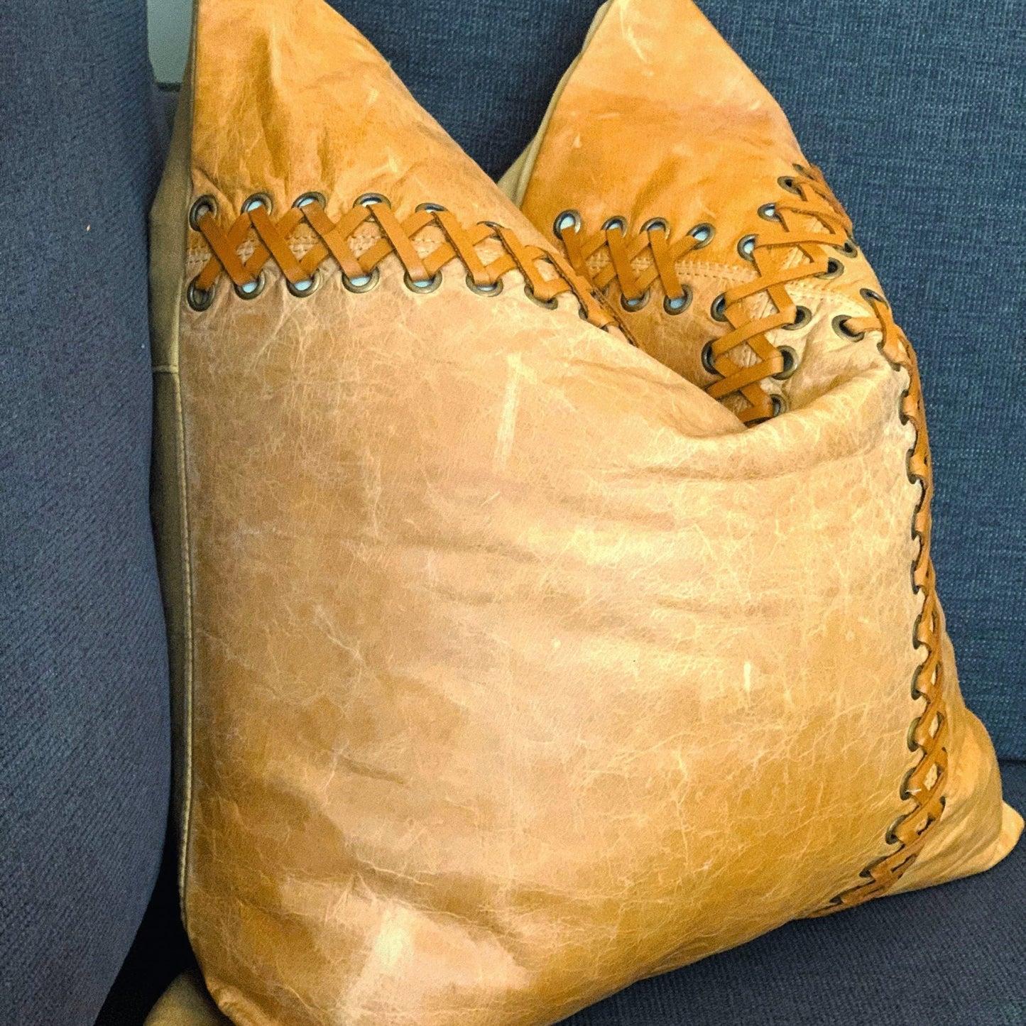 Tan Leather Cushion Cover - Beige, Elegant Decor
