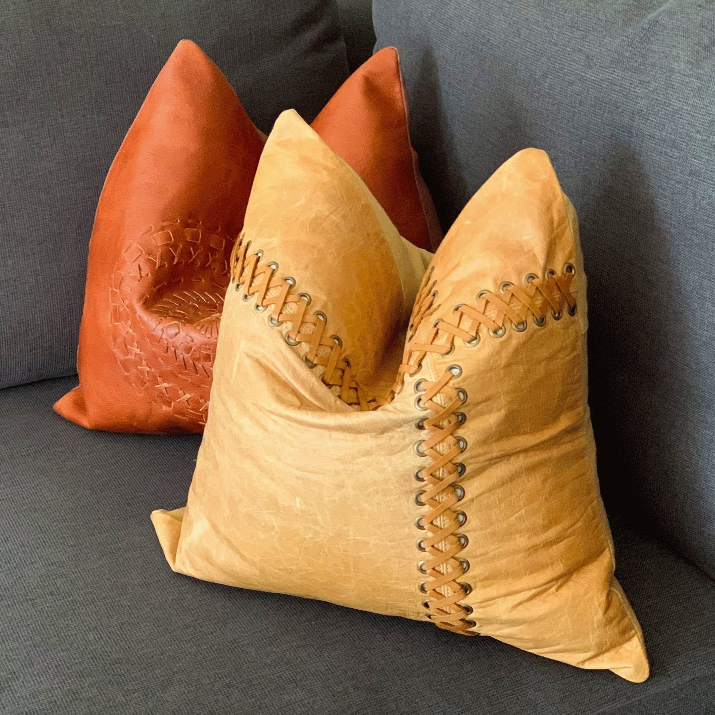 Tan Leather Cushion Cover - Beige, Elegant Decor