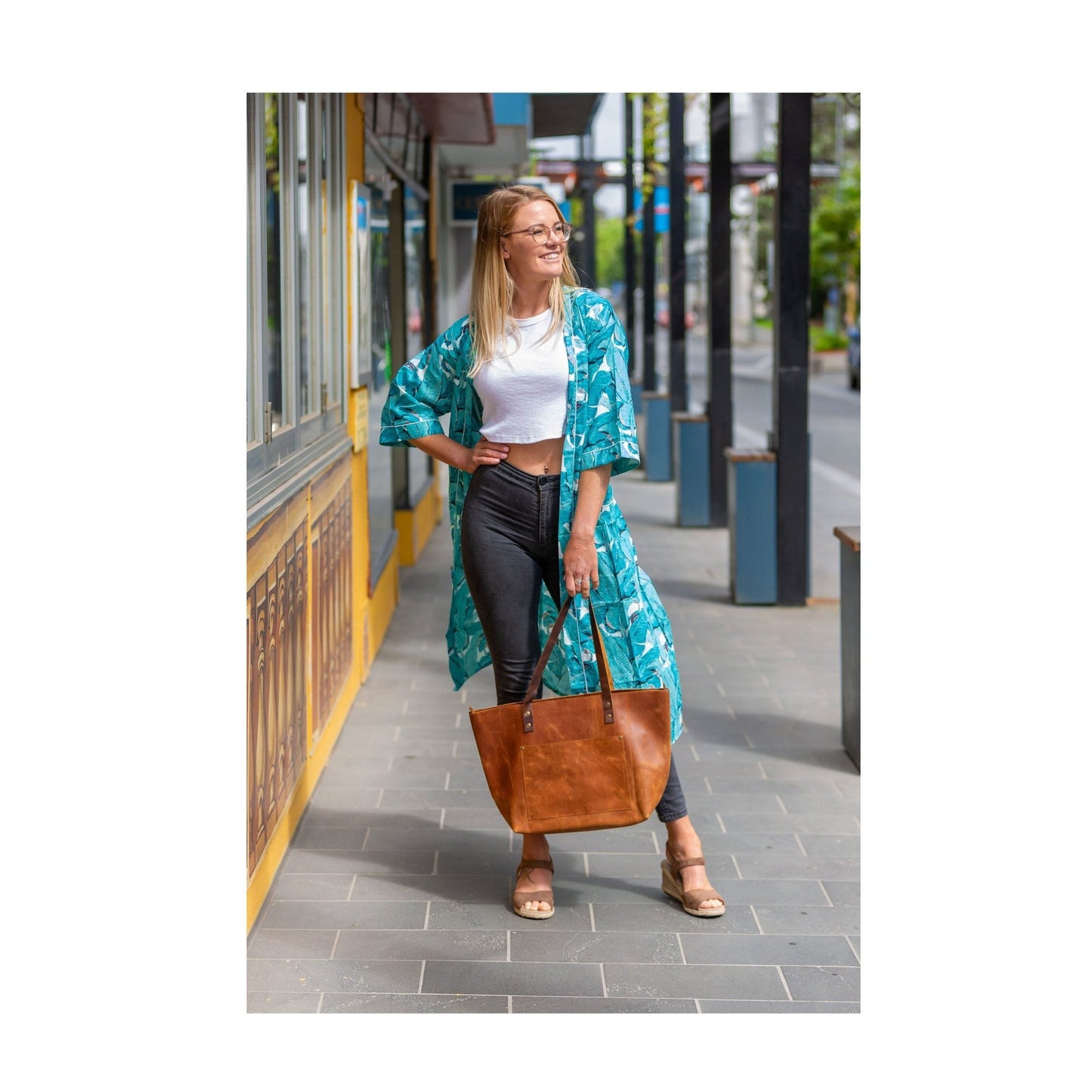 'Banana Blossoms' Women’s Cotton Kimono Robe