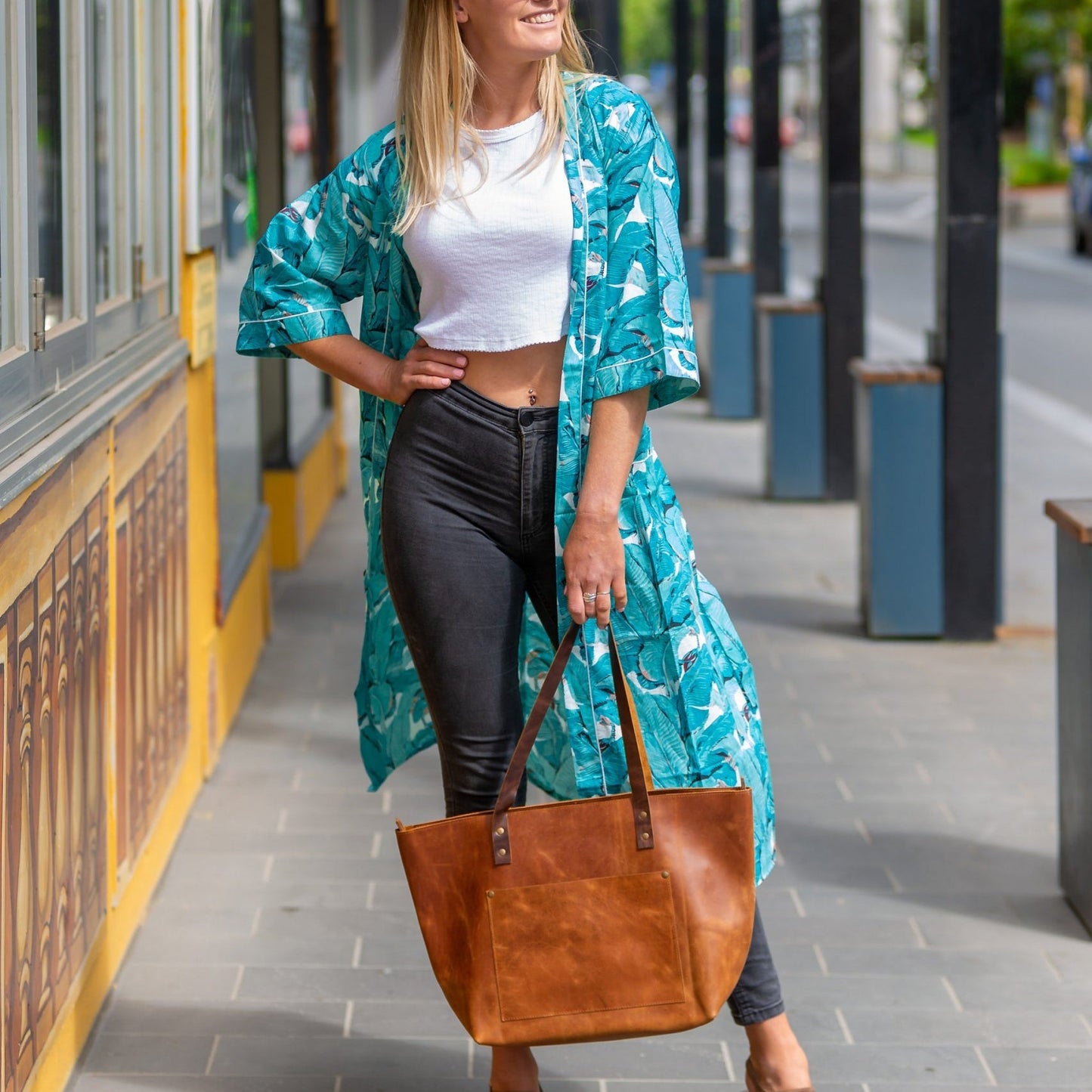 'Banana Blossoms' Women’s Cotton Kimono Robe