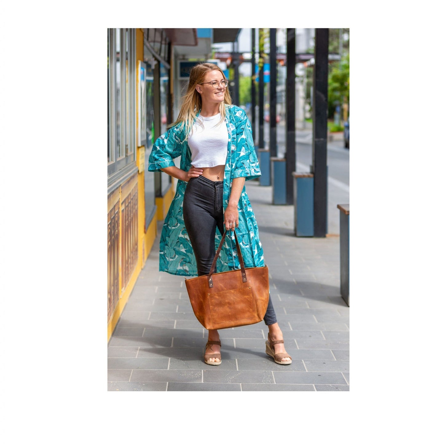 'Banana Blossoms' Women’s Cotton Kimono Robe