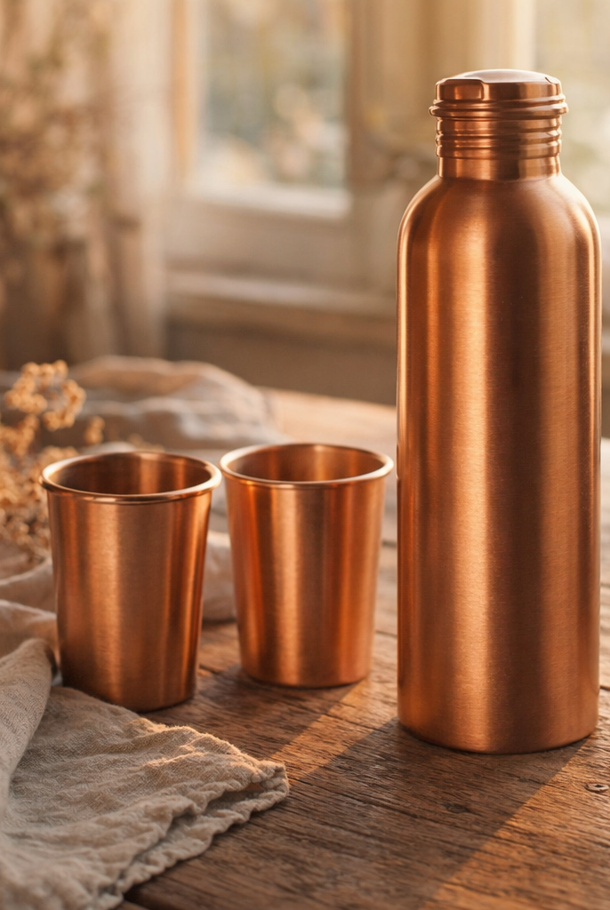 handcrafted copper bottle and tumbler gift set