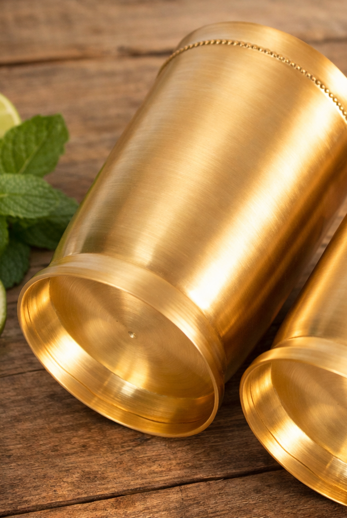 Premium brass matt finish tumblers set of 4 traditional style