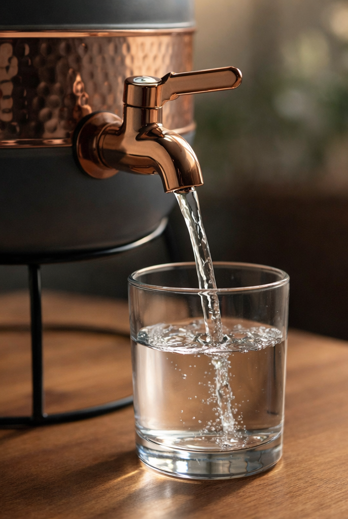 Shiny polish half-hammered copper tank for healthy water storage