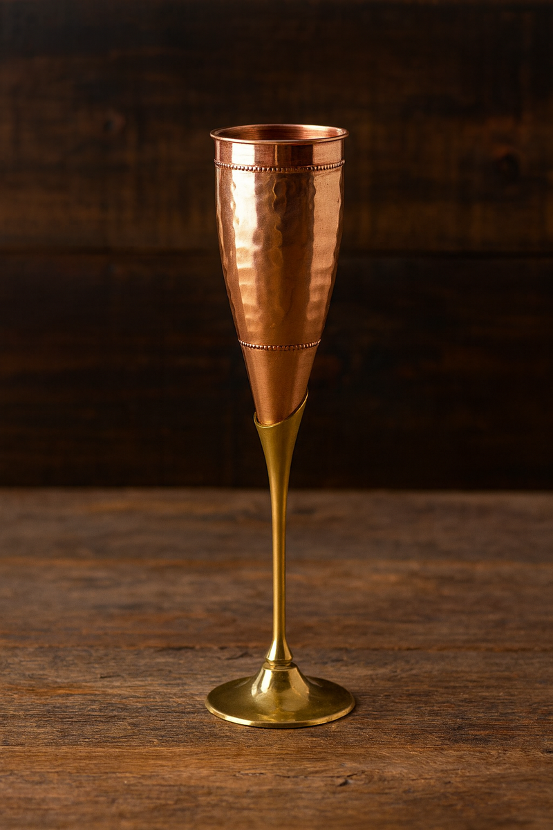 Copper Hammered Champagne Glass with Brass Stem – Handcrafted Barware ...