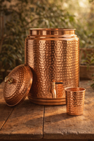 Copper dispenser with tap and lid