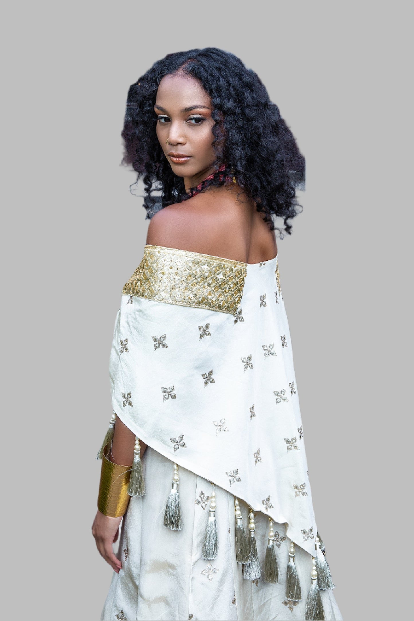 Light Gold Tissue Silk Lehenga