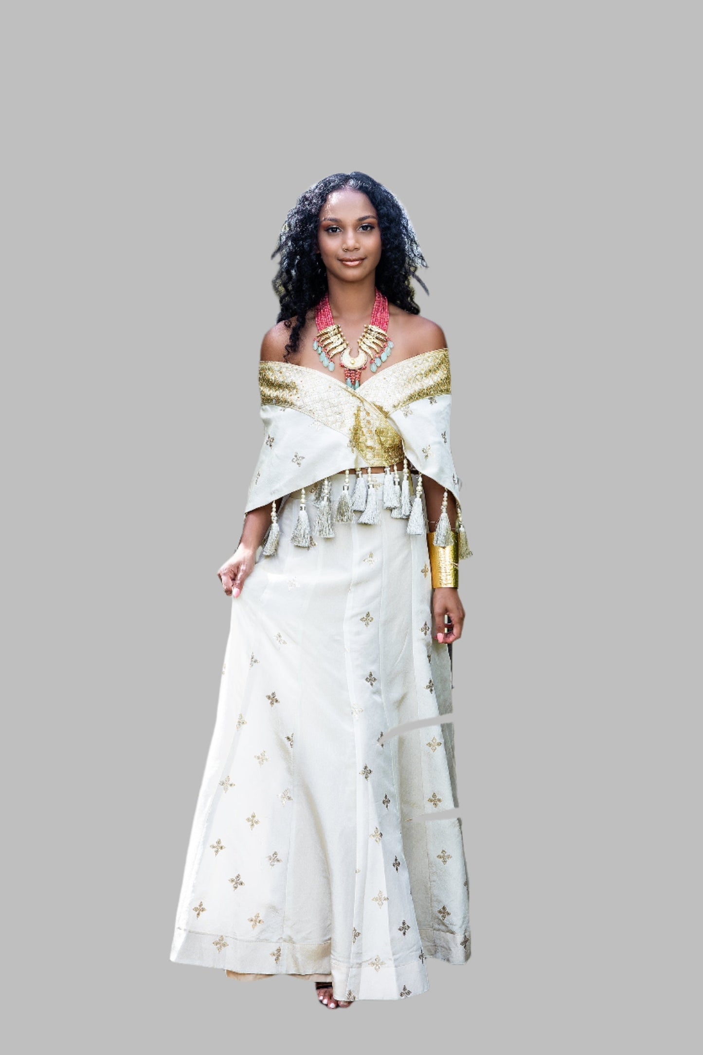 Light Gold Tissue Silk Lehenga