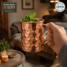 Embossed copper mule mug with handle, laboratory tested drinkware