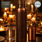 Antique embossed copper bottle 950ml, Eurofins tested for heavy metal migration