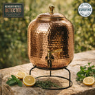 Ayurvedic copper water dispenser with stand, no heavy metals detected in water