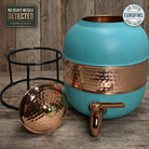 Turquoise half hammered copper water dispenser, Eurofins tested for heavy metals