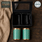 Teal honeycomb copper tumblers set of two, Eurofins tested for heavy metals