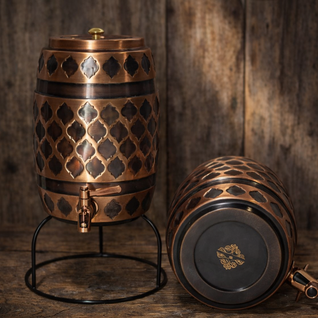 Copper dispenser front embossed