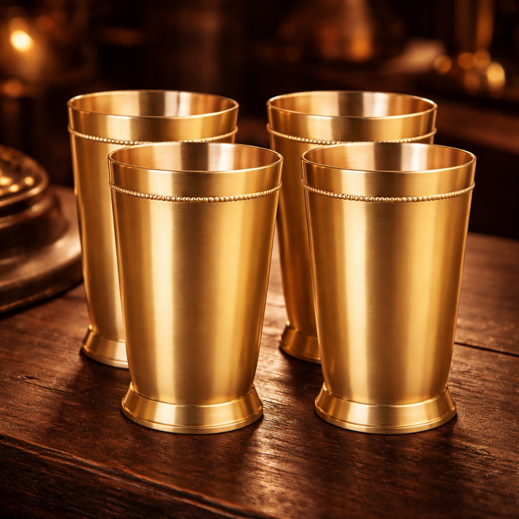 Designer brass matt tumbler set of 4 stylish handcrafted look