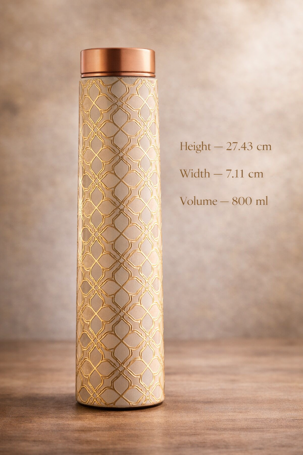 Elegant copper water bottle with gold finish premium quality