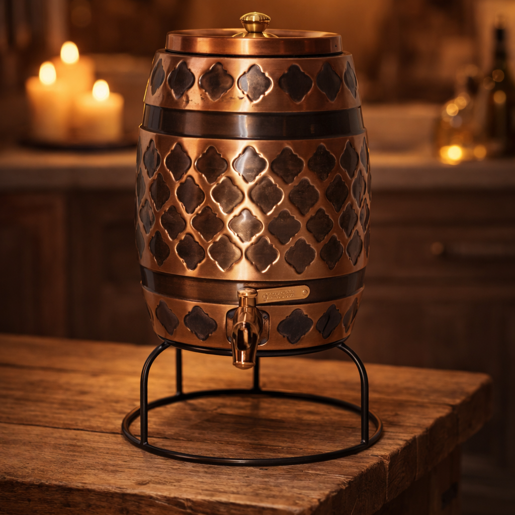 Embossed copper water dispenser