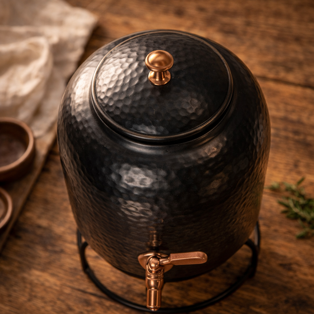 Hammered copper dispenser design