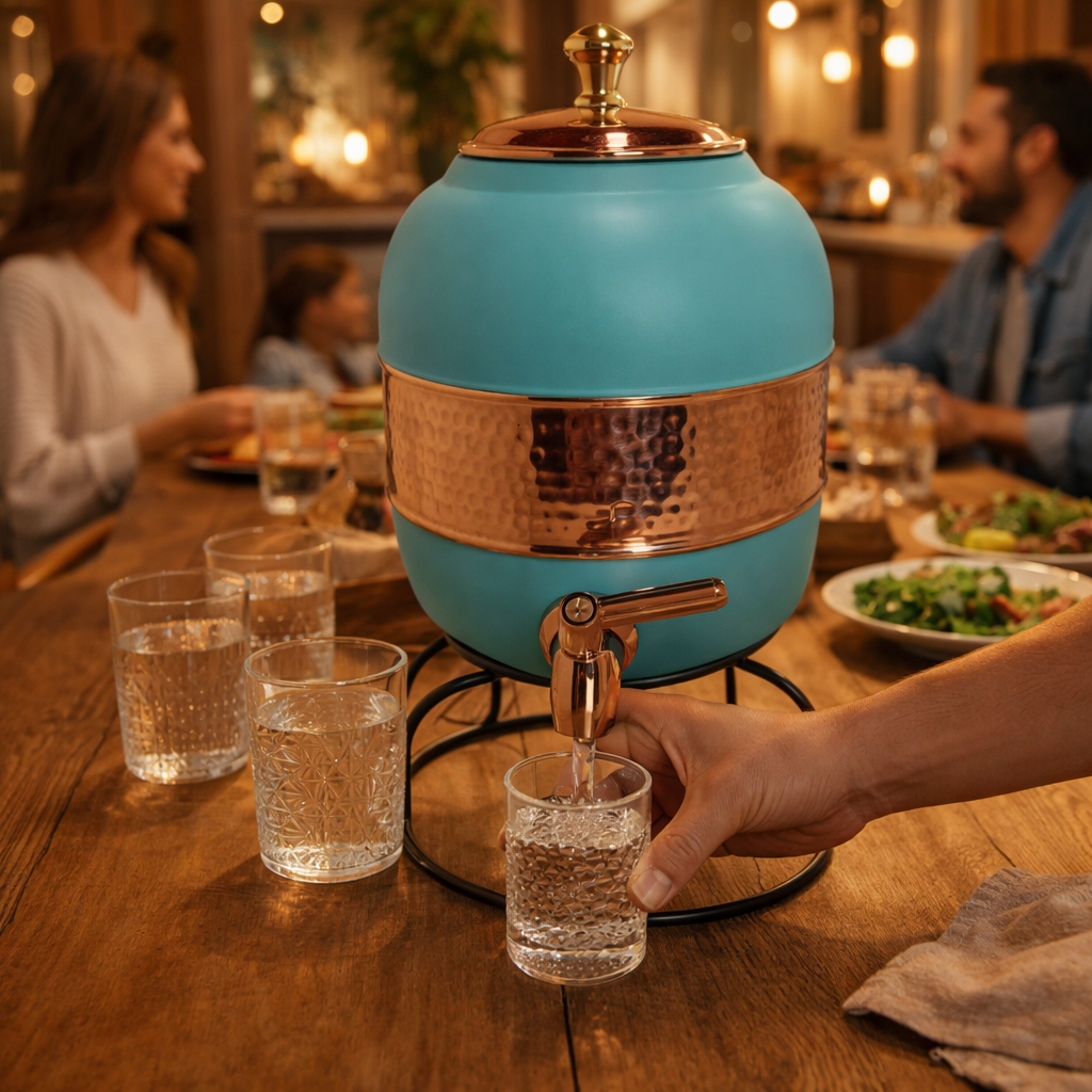 Hammered copper water dispenser