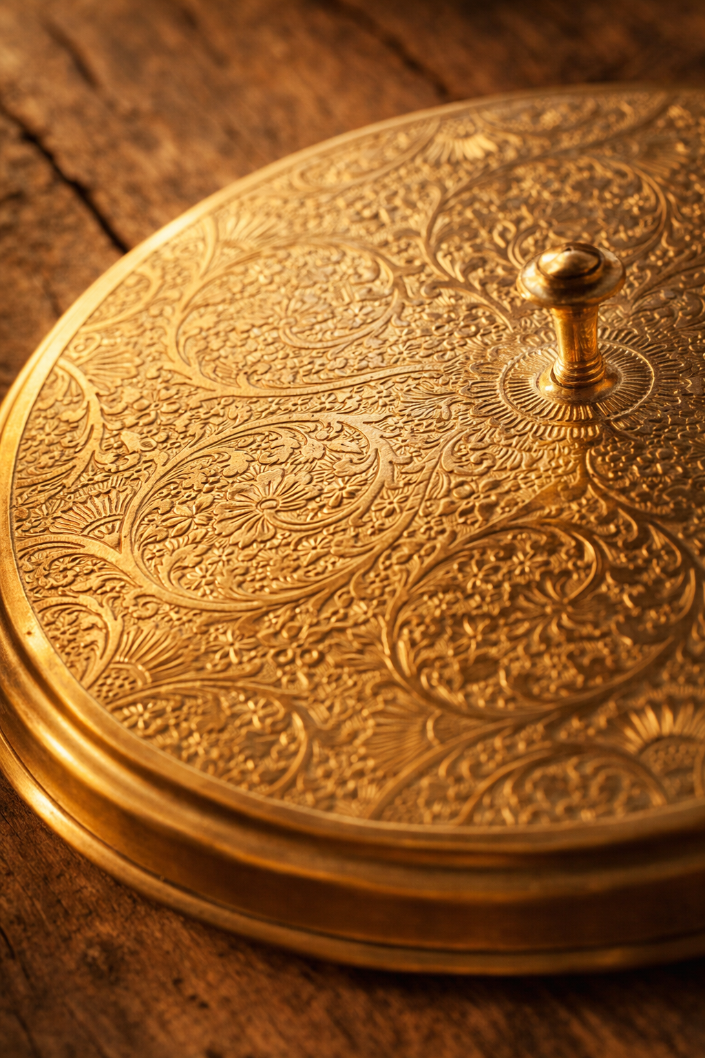 Handcrafted brass masala box with embossed design premium finish