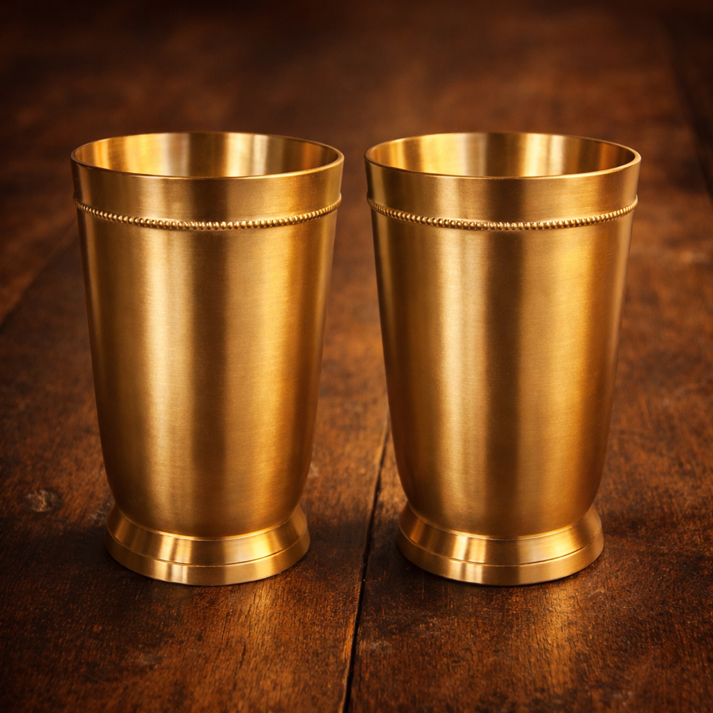 Handcrafted brass matt finish tumblers set of 2 270ml premium design
