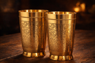 Handcrafted brass embossed tumblers set of 2 300ml premium finis