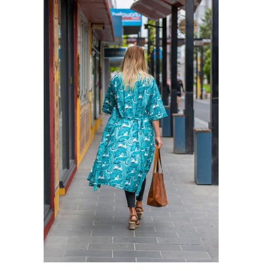 'Banana Blossoms' Women’s Cotton Kimono Robe