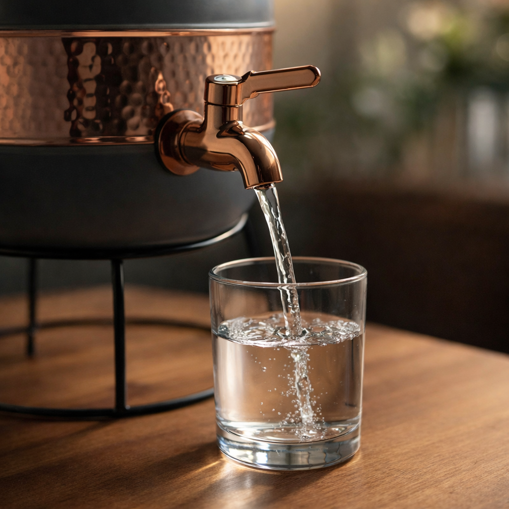 Shiny polish half-hammered copper tank for healthy water storage